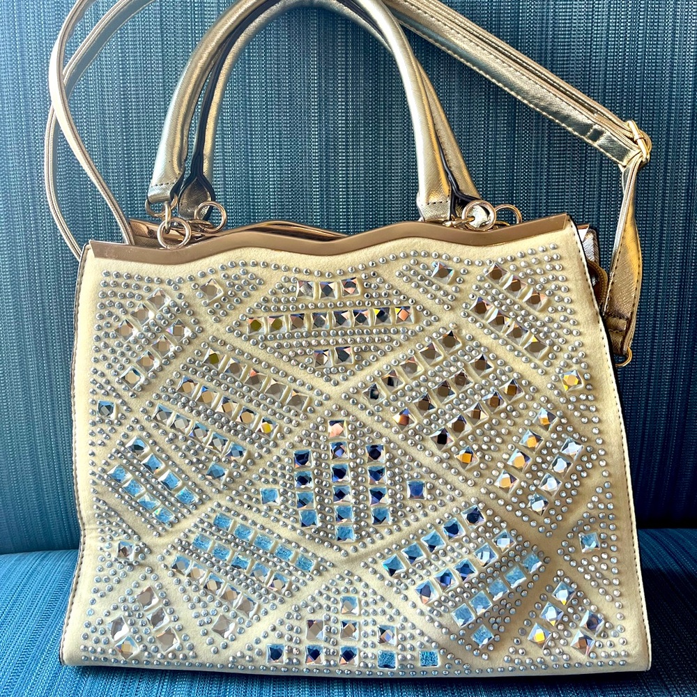 Brand New Bedazzled Gold Purse